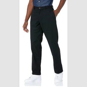 ESSENTIALS Mens Classic Fit Wrinkle-Resistant Flat-Front Pants 34x34 Black NWOT